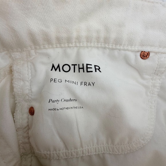 Mother Denim Peg Mini Fray Skirt Party Crashers White Distressed Size 27 - Picture 4 of 7